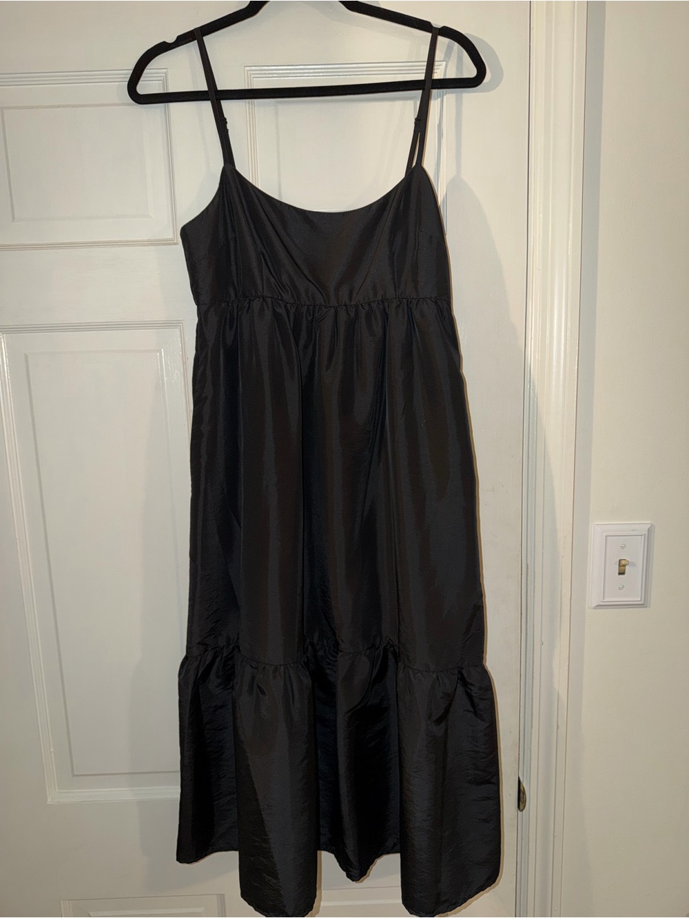 Black Satin Midi Dress